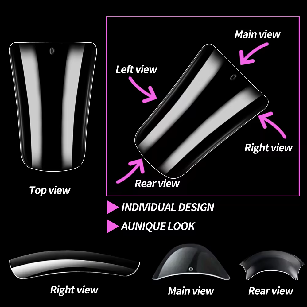 Faux ongles en bec de canard transparent, couverture complète, 12 tailles, Extension d'ongles à pres