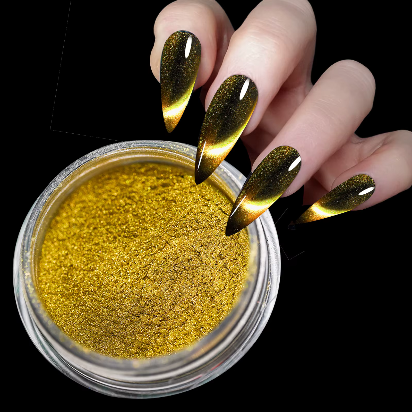 9D HD chat aimant poudre à ongles brillant effet caméléon paillettes Chrome Pigment poussière UV Gel