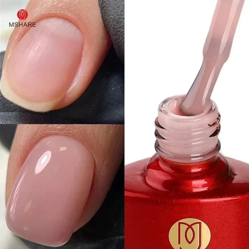 MSHARE Gel de Base en caoutchouc rose laiteux Camouflage couleur manteau tremper les ongles Gels ver