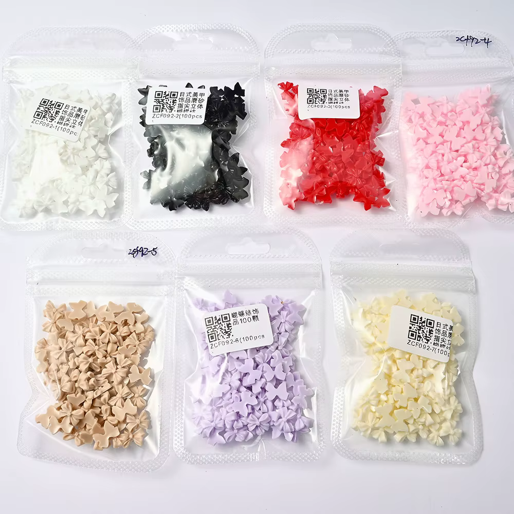 50/100 pièces rose blanc Kawaii arc breloque pour ongles 3D résine nœud papillon Flatback ongles gem