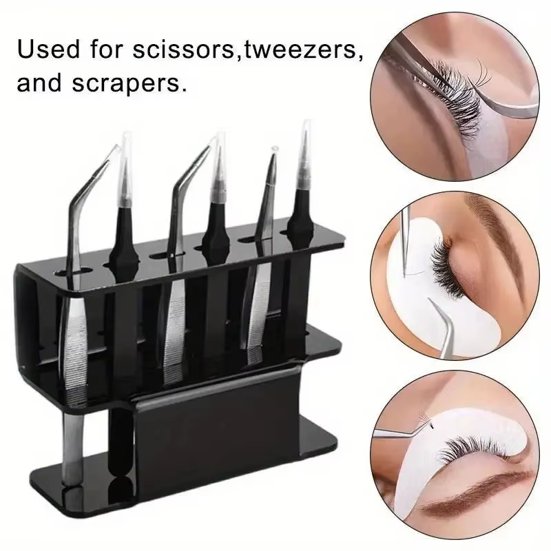 Support de rangement pour pincettes en acrylique à 6 trous, présentoir professionnel pour extensions