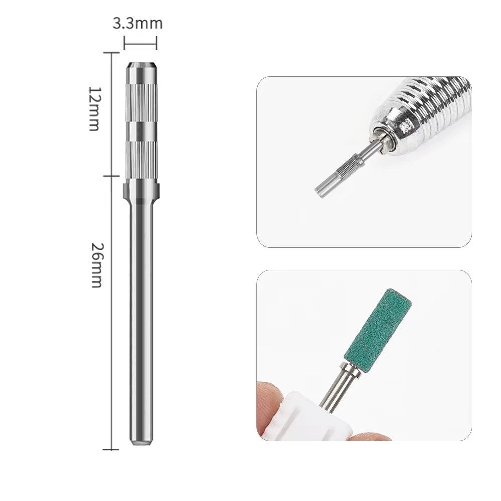 Mèche de mandrin de 3mm pour ongles, bandes de ponçage en acier inoxydable pour manucure, porte-anne