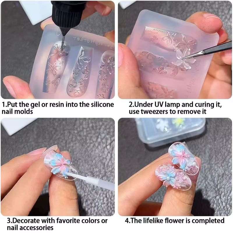 Moule 3D en Silicone pour Nail Art, dessin animé Hello Kitty lapin ours, sculpture en Relief, bricol