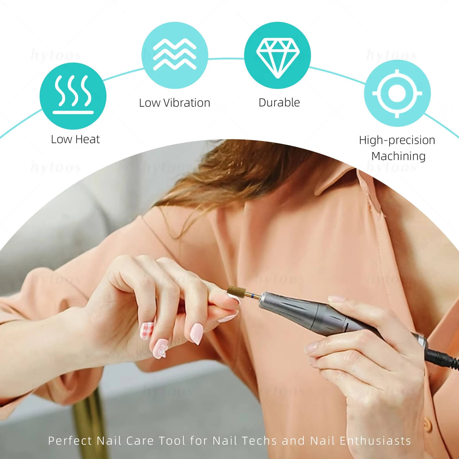 HYTOOS 5 pièces/ensemble titane forets à ongles diamant cuticule propre foret à ongles professionnel