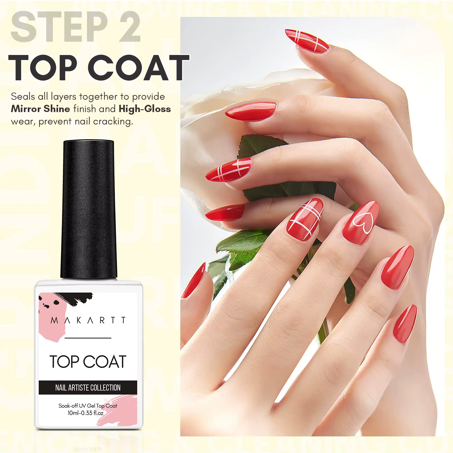 Ensemble de vernis gel Makartt, base et top coat, finition brillante sans résidu, gel base et top co
