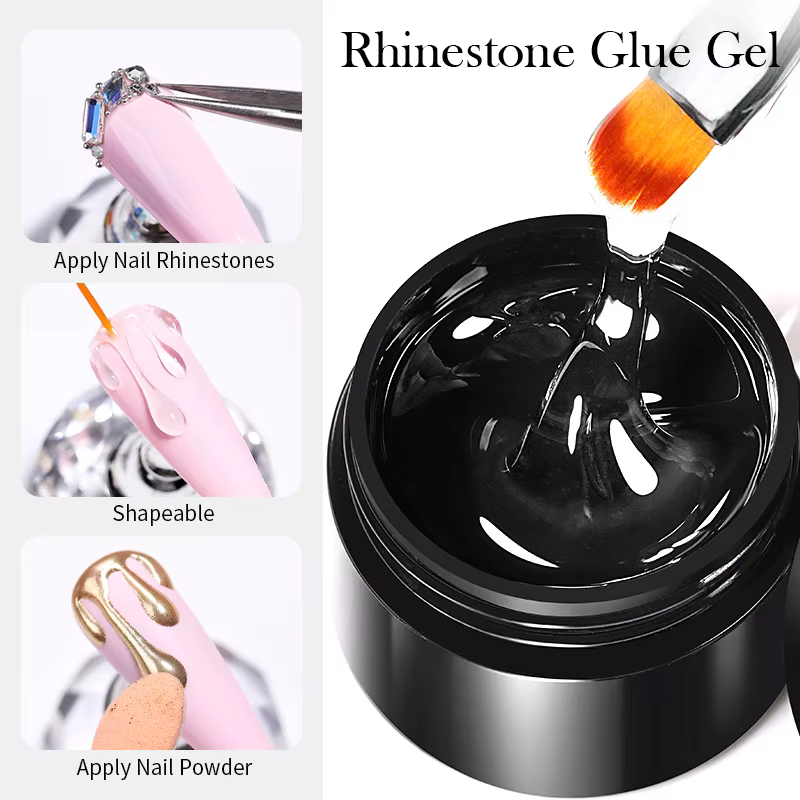BORN PRETTY strass colle Gel miroir poudre à ongles avec brosse de revêtement d'ongle UV LED Transpa