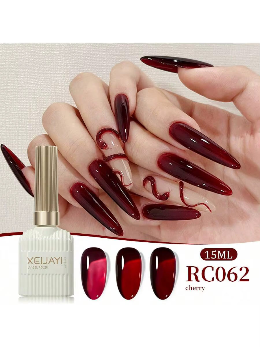 XEIJAYI 1 pièce 15Ml vernis à ongles Gel rouge vin, Nail Art toutes saisons, vernis à ongles Gel Led
