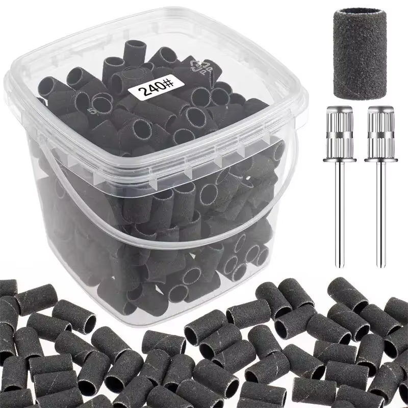 Bandes de ponçage pour nail art, grain 80 120 180 240 avec 2 forets pour manucure et pédicure, acces
