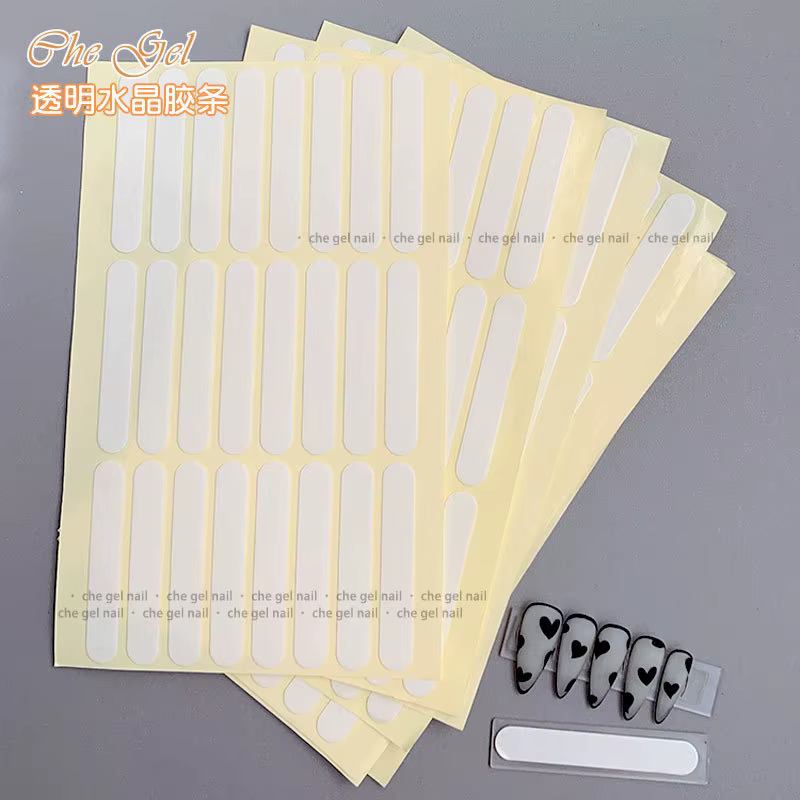 24 pièces/1 feuille de ruban adhésif pour faux ongles, présentoir de colle Double face collée, spect