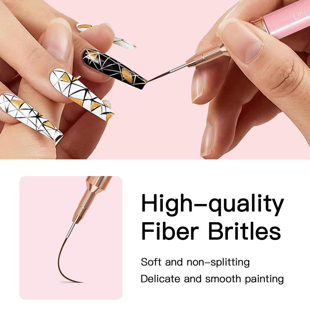 5/10 pièces rose/noir Nail Art Liner/pinceaux de peinture outil de dessin de ligne Ultra-mince 4/8/1