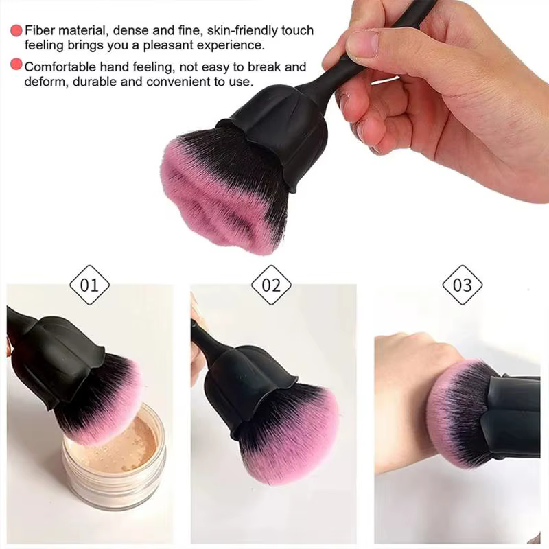 Brosse à ongles à fleurs pour manucure, en forme de Rose dorée, ronde, petite poudre de vernis Gel U