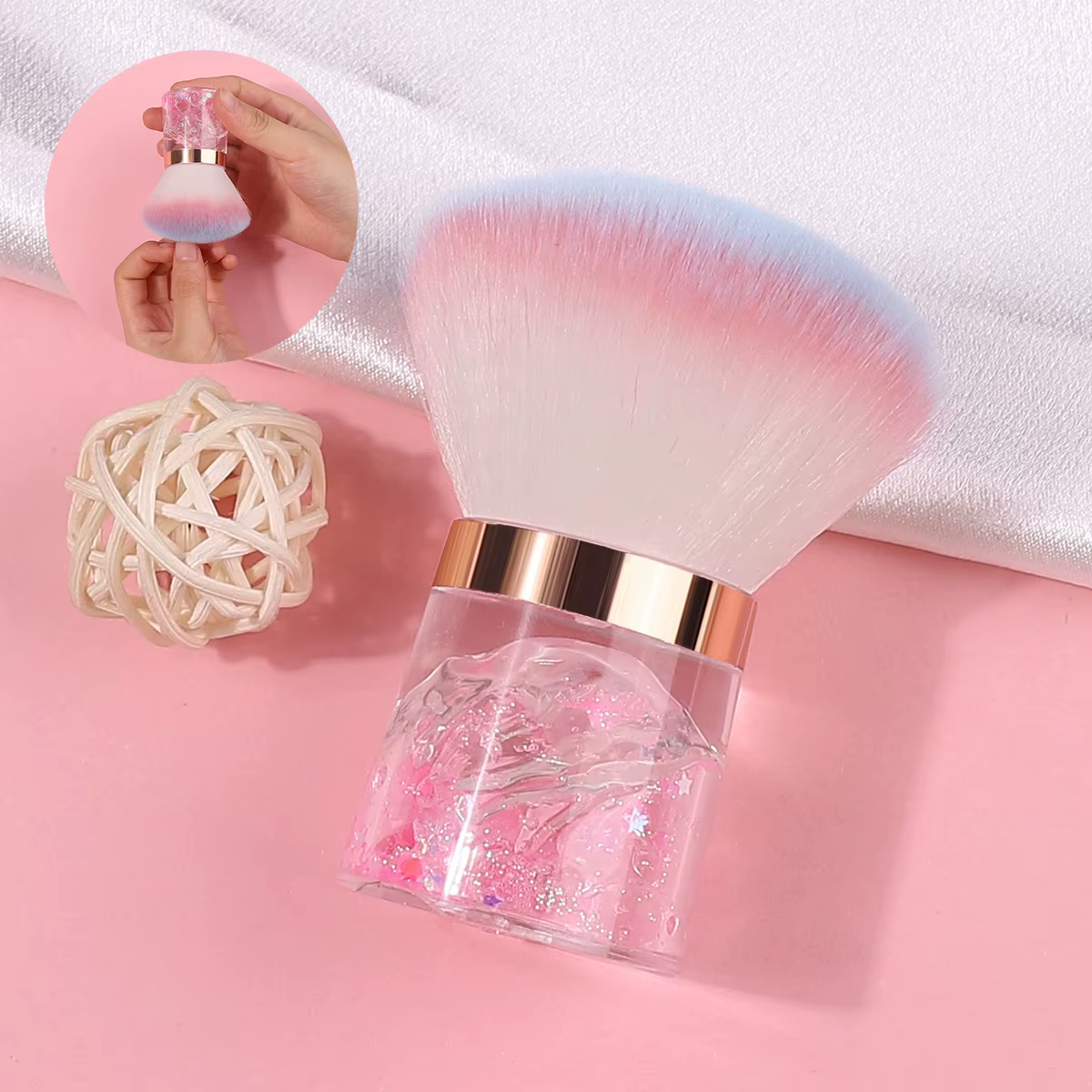 Brosse à tête de champignon et de Rose pour Nail Art, pour enlever la poussière des ongles, outil de