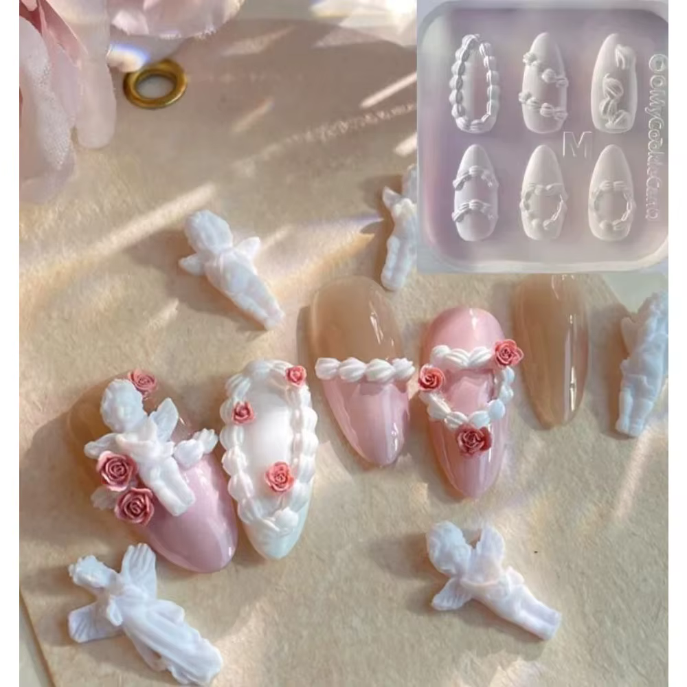 Moule à ongles en Silicone en forme de cœur, crème à gâteau, modèle de décoration pour Nail Art Y2K,
