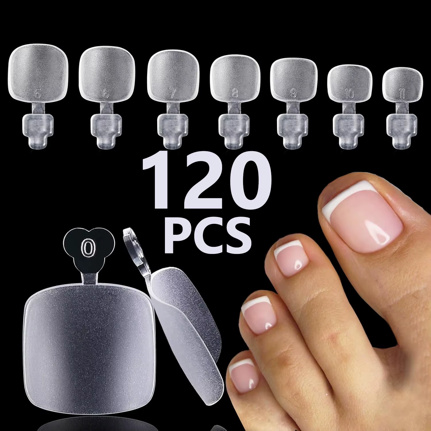 120/150/600 pièces faux ongles givrés court carré faux Gel doux couverture complète pré-forme orteil