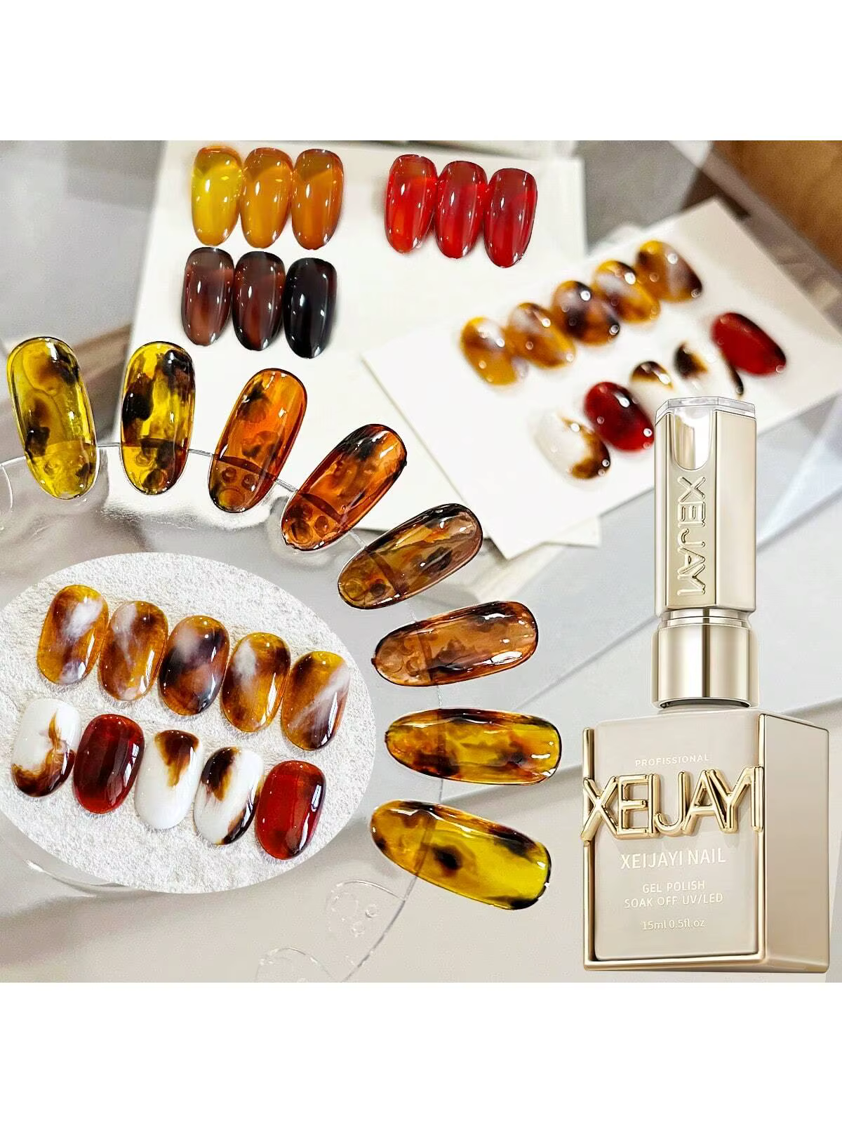 Vernis à ongles gel marron ambre transparent de 15Ml, UV Led, populaire, semi-permanent, pour la mai