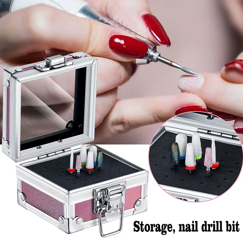 Boîte de support de foret à ongles professionnel, 1 pièce, avec 25 trous, présentoir en aluminium, b