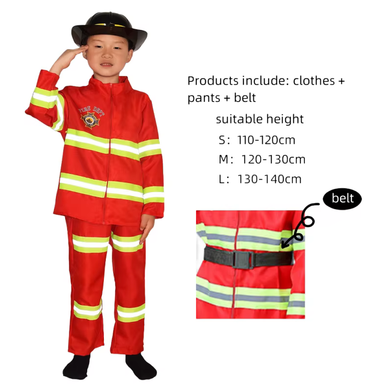 Vêtements de jeu de rôle de pompier pour enfants, sans chapeau, vêtements de Cosplay pour perceuse à