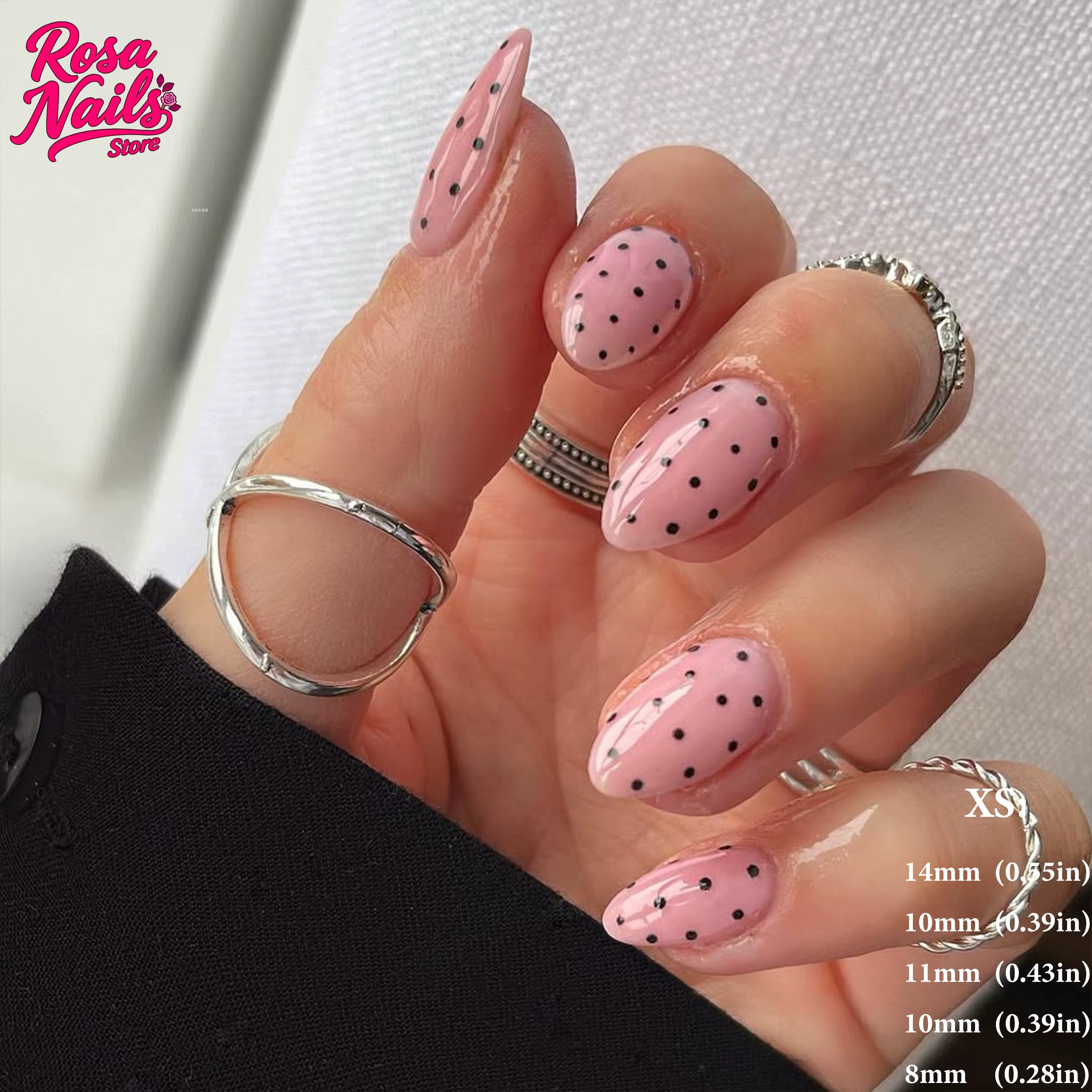 Faux ongles à pois à pression, été, à pois, fait à la main, acrylique, fleur 3D, rose, jaune, marron