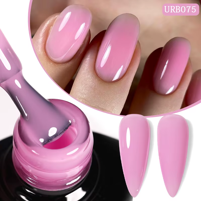 UR SUGAR 7ml rose nu Base en caoutchouc naturel Gel vernis à ongles Semi Permanent Chrome paillettes