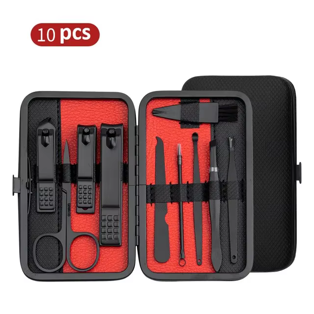Kit de manucure professionnel en acier inoxydable avec étui portable, ensembles de pédicure, coupe-o