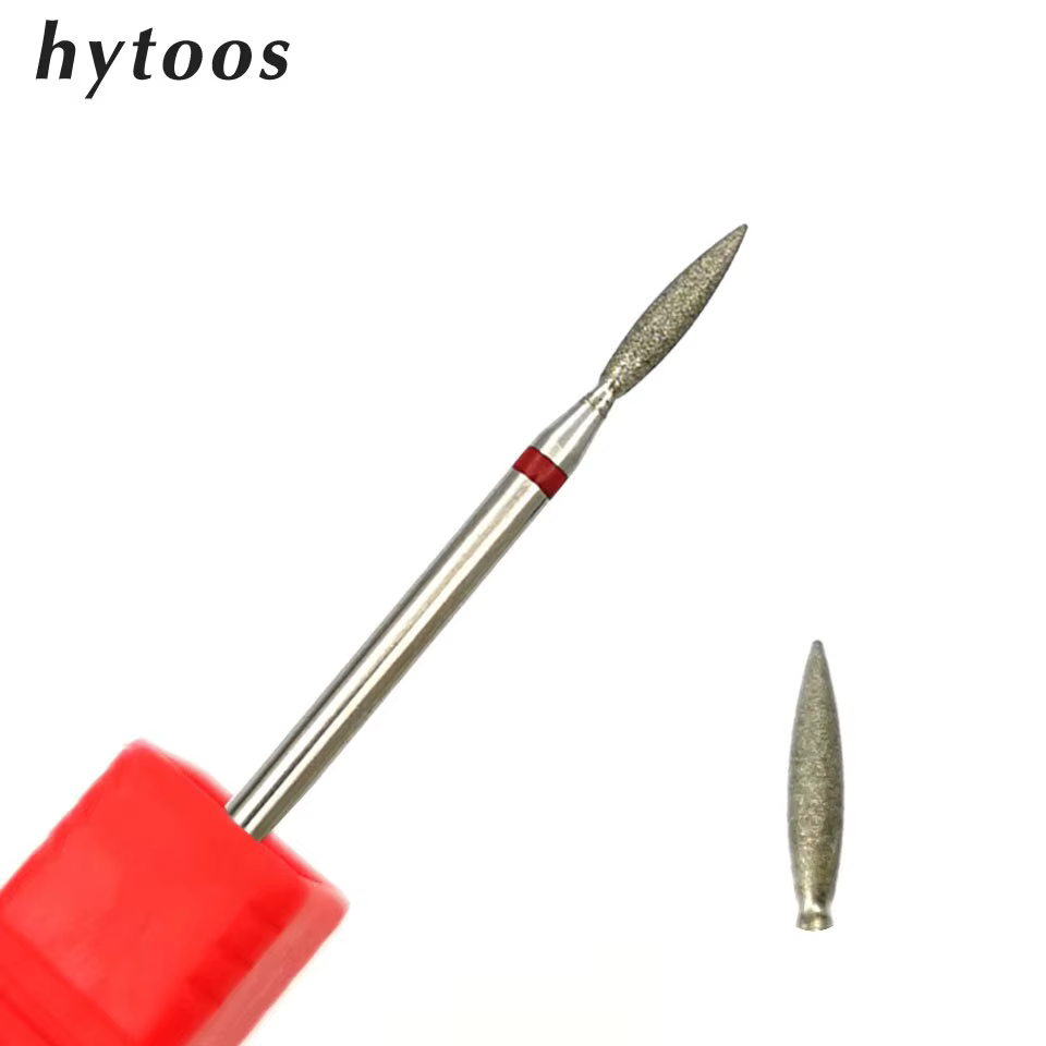 HYTOOS Diamant Fin Nail Forets Flamme Forme Russe Mills Cuticule Propre Burr Manucure Électrique For
