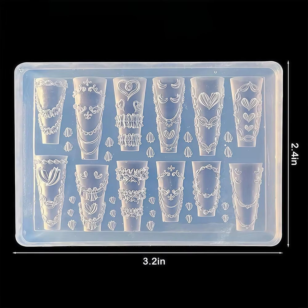 Moule à ongles crème à fleurs pour filles, 3D en Silicone, sculpture d'ongles, breloques en résine,
