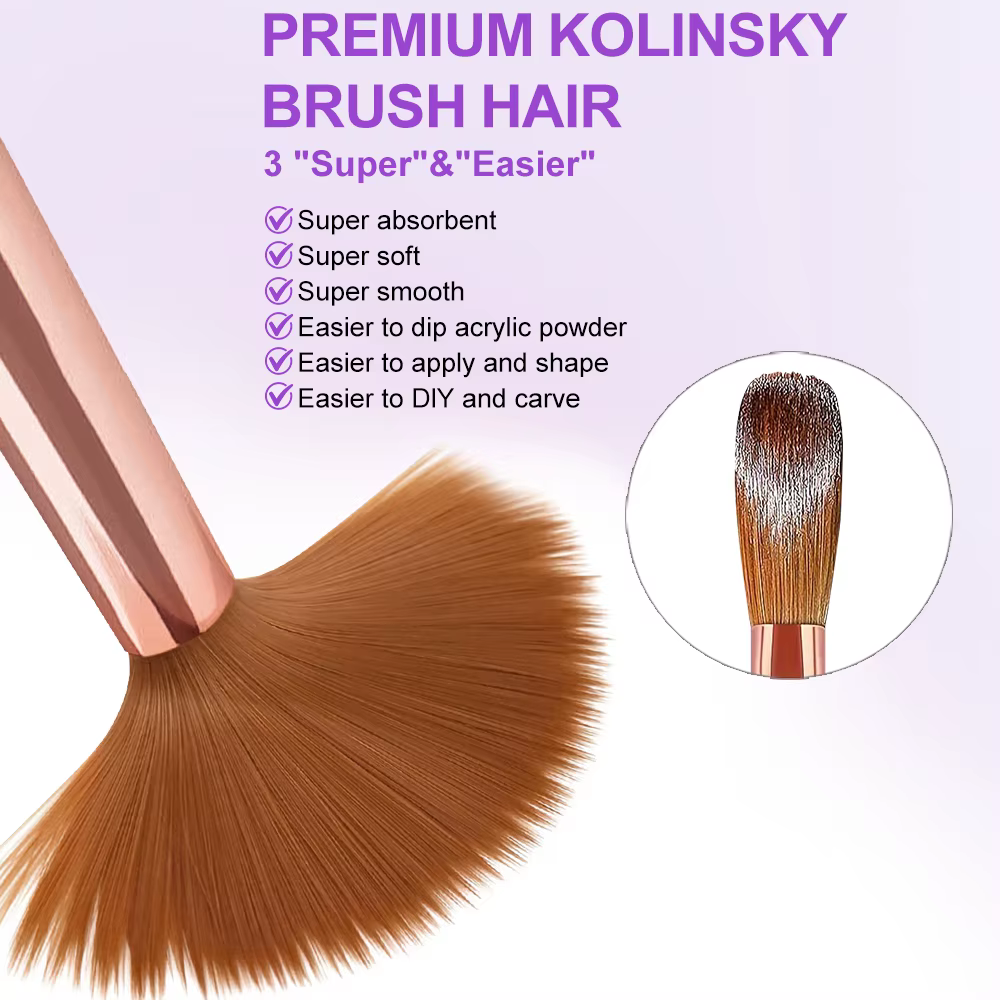 Brosse à ongles pour Application acrylique, 3 pièces, 8/10/14 # Pinceaux à ongles professionnels r