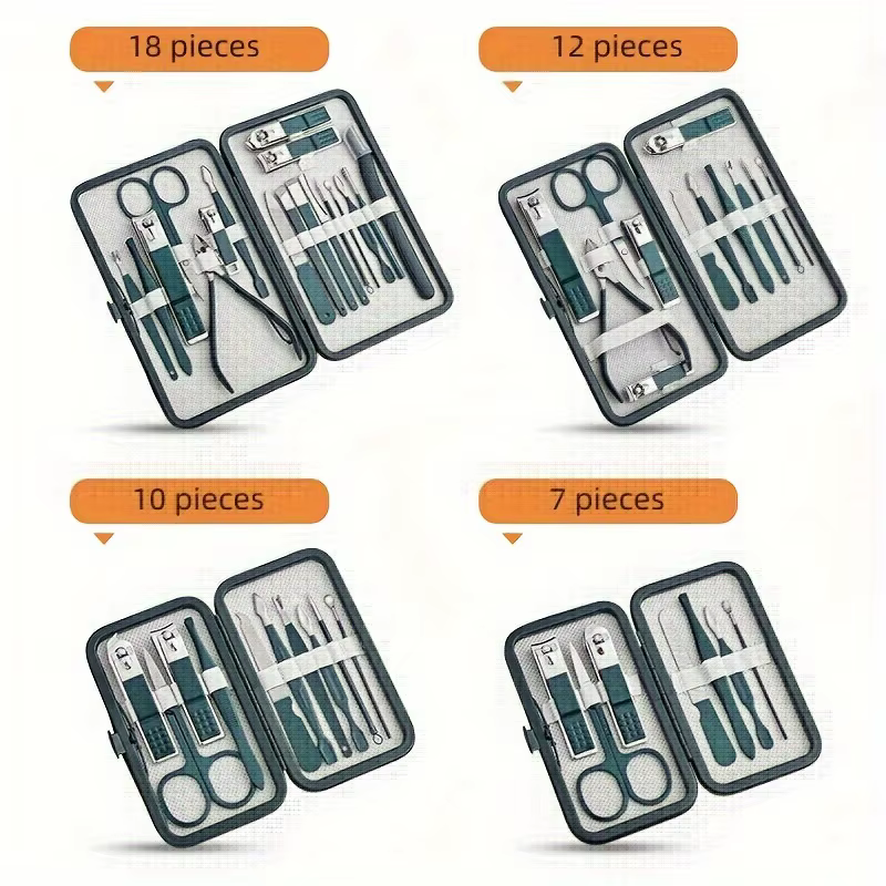 Kit de manucure et pédicure professionnel en acier inoxydable, ensemble de coupe-ongles avec étui de