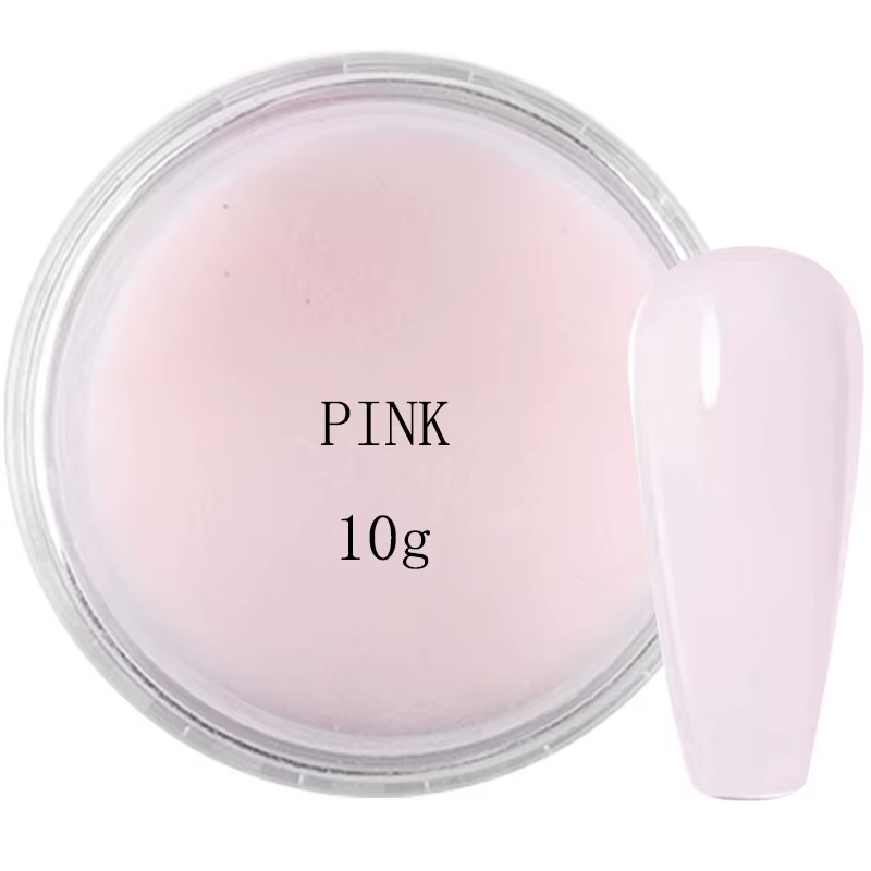 Poudre acrylique professionnelle rose/blanc/clair, 10 g/bouteille, poudre de cristal pour Extension