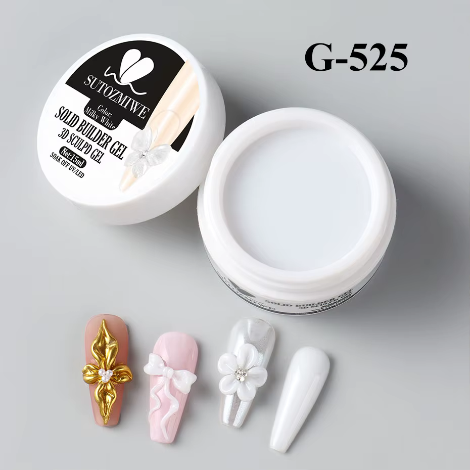 Gel à ongles sculptant solide blanc laiteux de 15ML avec un stylo sculpté 3D Gel de constructeur d'e