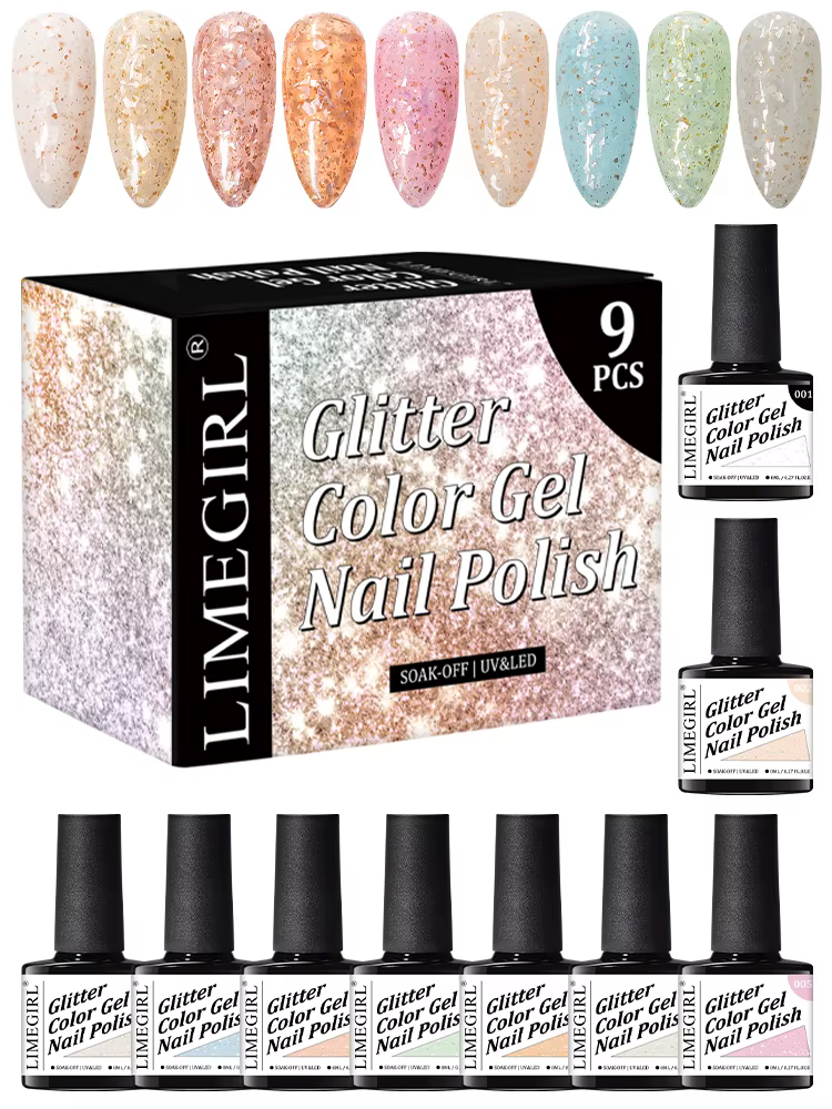 Ensemble de vernis à ongles magnétique œil de chat à paillettes arc-en-ciel, scintillant étoilé, cam