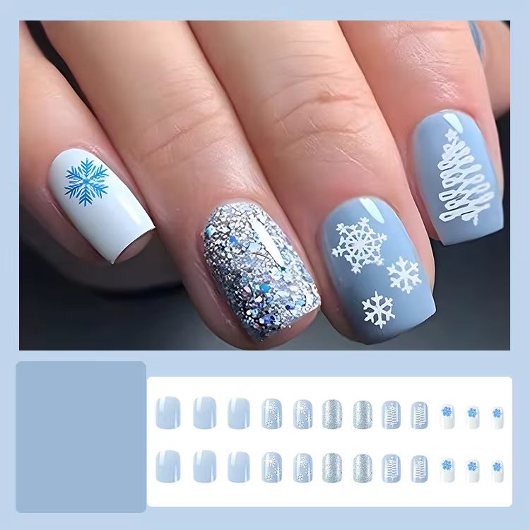 Style de faux ongles de Noël, faux ongles Style presse aléatoire sur les ongles