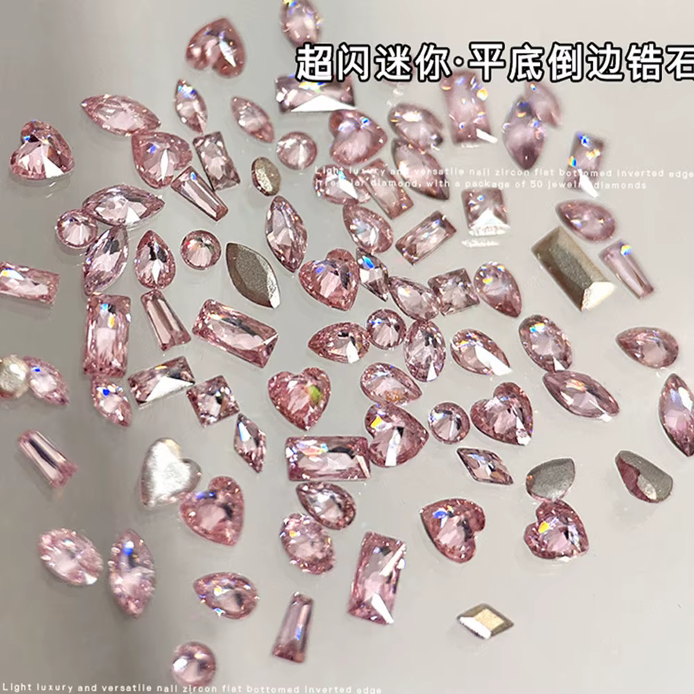 Mini strass blanc/rose/champagne or, 100 pièces, Zircon Flash inversé, fond plat, accessoires de lux