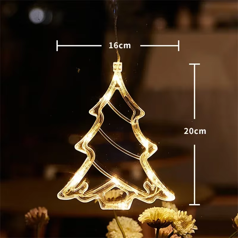Lumières de fenêtre de Noël LED, décoration de silhouette, cloche d'arbre de Noël, père Noël pour le