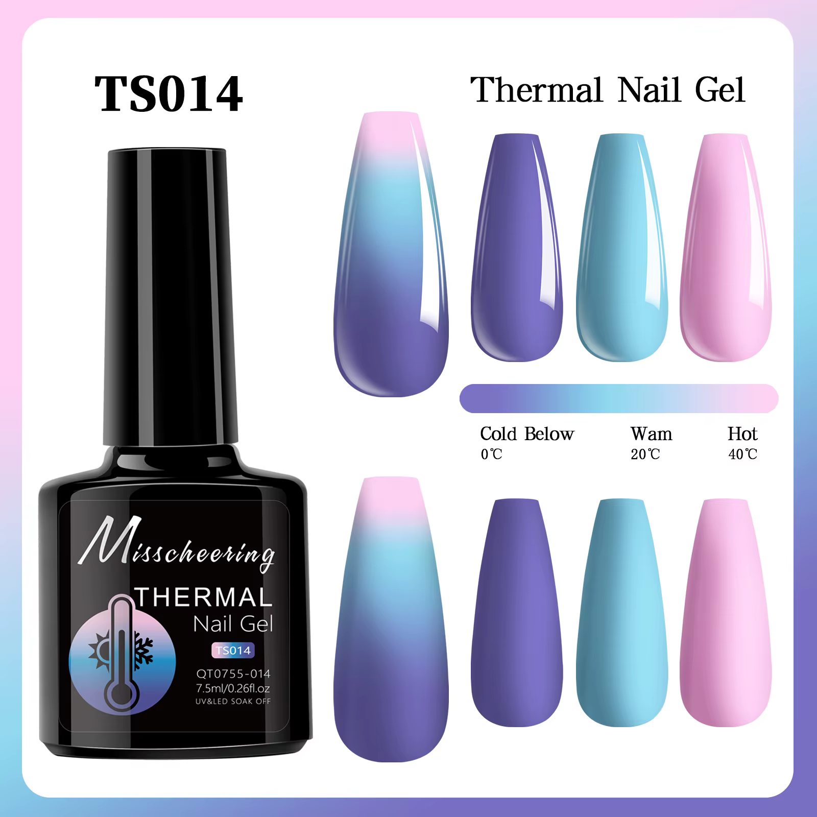Vernis à ongles Gel à couleur changeante, sensible à la température, à tremper, UV LED, pour manucur