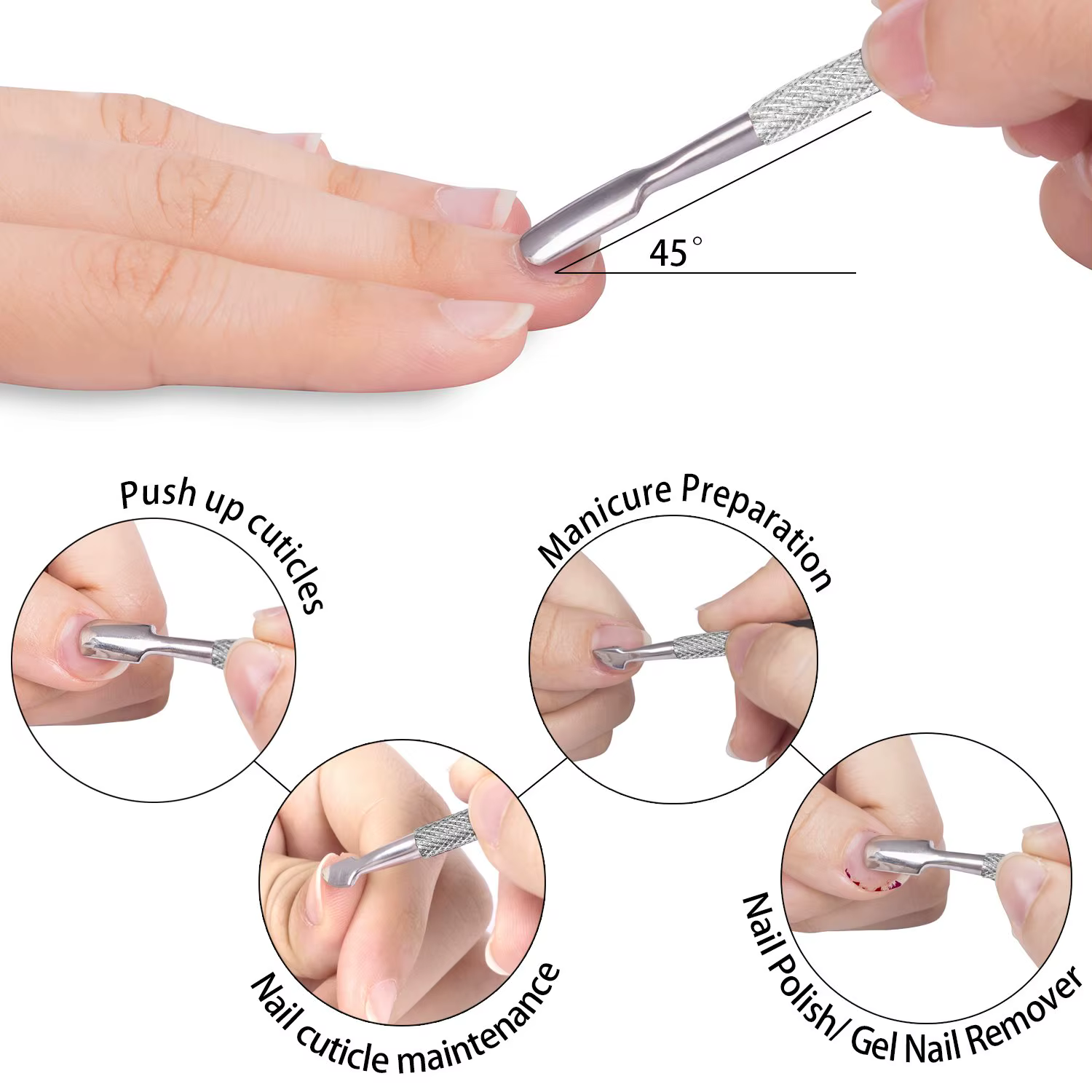 LINMANDA pince à cuticules avec poussoir à cuticules dissolvant et tondeuse à cuticules en acier ino