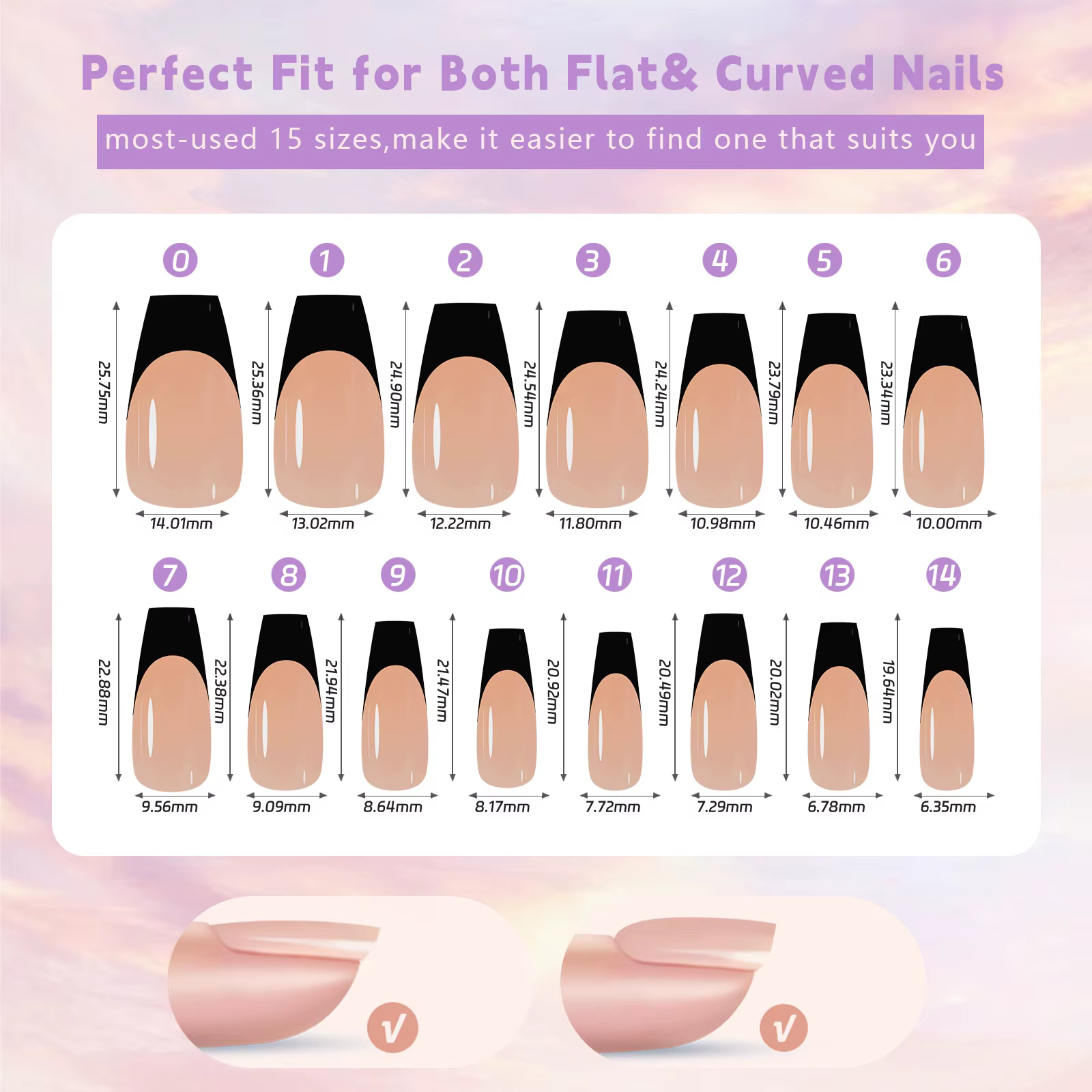 150 pièces/boîte faux ongles français sans cicatrice cercueil amovible amande faux ongles patchs acr
