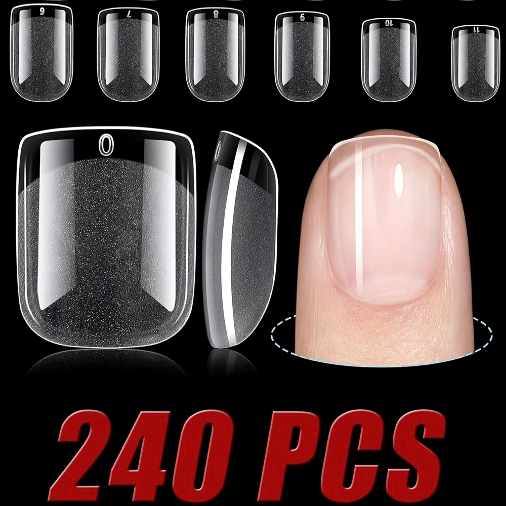 ARTAUG 240 pièces presse courte sur les ongles carré blanc Gel Lucency faux ongles couverture complè