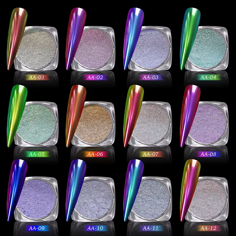 Poudre miroir magique caméléon polarisant, paillettes pour ongles, diamant holographique à haute lum