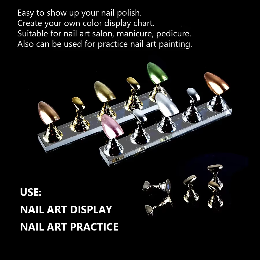 Présentoir de pratique pour Nail Art, ensemble de 5 pièces, échiquier, pointes magnétiques, support