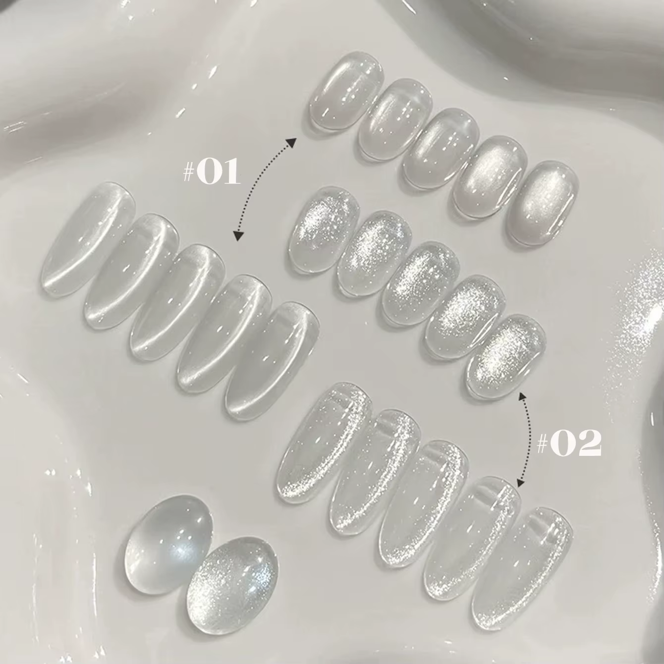 1-12 pièces WS Style chaud Non-gris universel blanc oeil de chat Gel vernis à ongles Super Flash bla