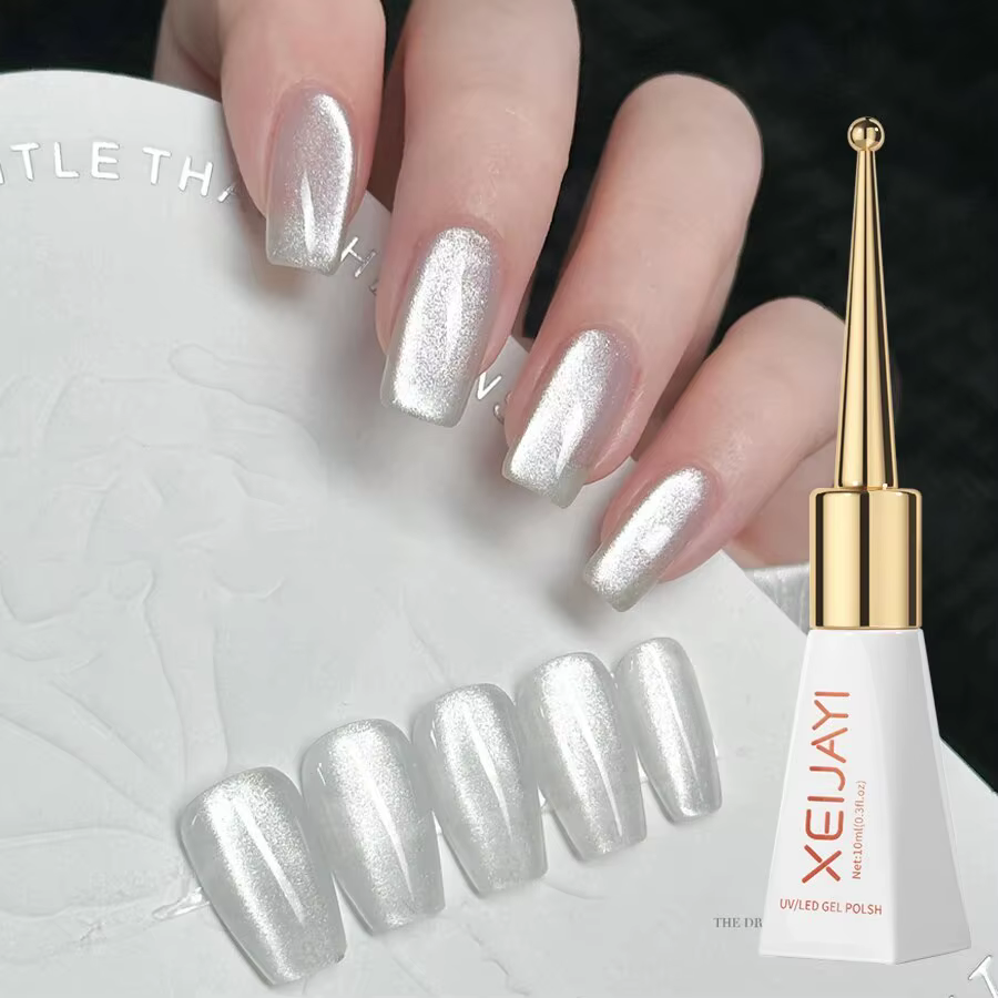 Verhéritage à Ongles Gel UV LED, Effet Holographique, Effet Galactique, Effet Miroir, Porcelaine Bla