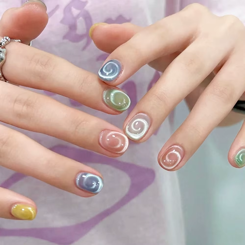 Nouveau stylo magnétique pour ongles œil de chat fantaisie, Vortex 3D/perle de verre/lune/ondulation