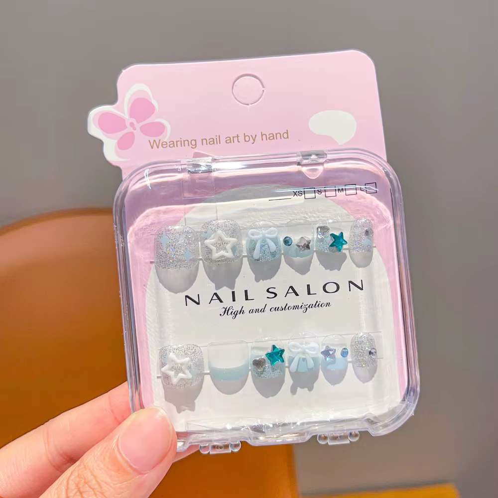 Nouvelles Faux Ongles Adhésifs Mignons pour Enfants, Motif Cerise et Nœud, Amovibles, pour Filles et