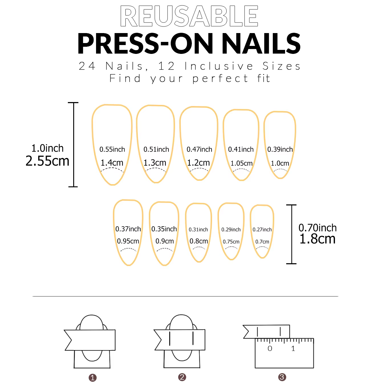 24 pièces-ongles en amande à bordure blanche française-ensemble de Nail Art blanchissant avec faux o