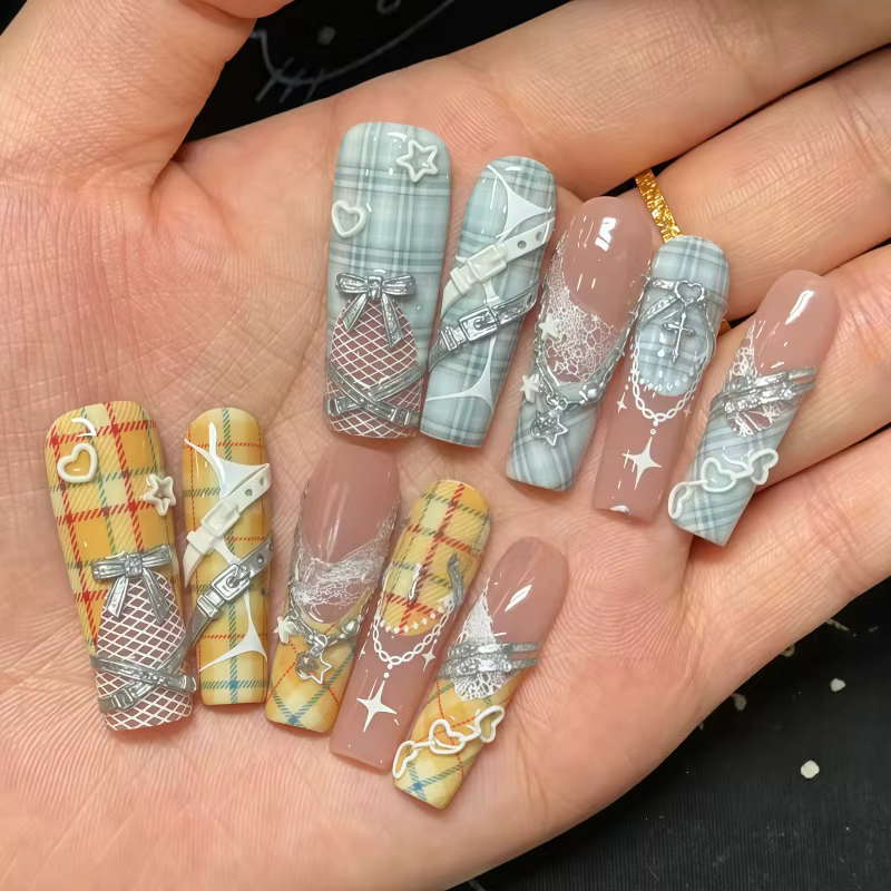 Moule à ongles en silicone transparent, motif boucle de ceinture, cœur, cadenas, décoration 3D pour