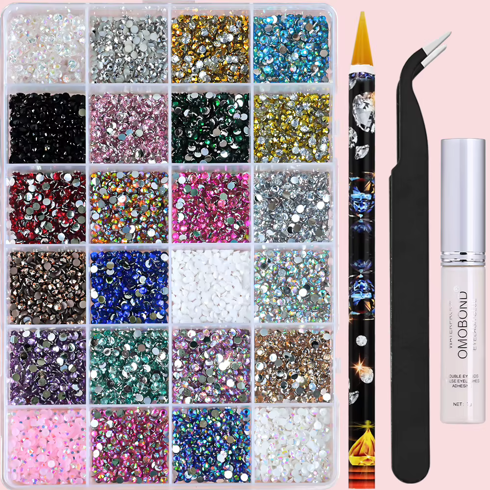 3500 pièces SS10 résine ronde Flatback paillettes strass coloré 3D décor d'ongle bricolage artisanat