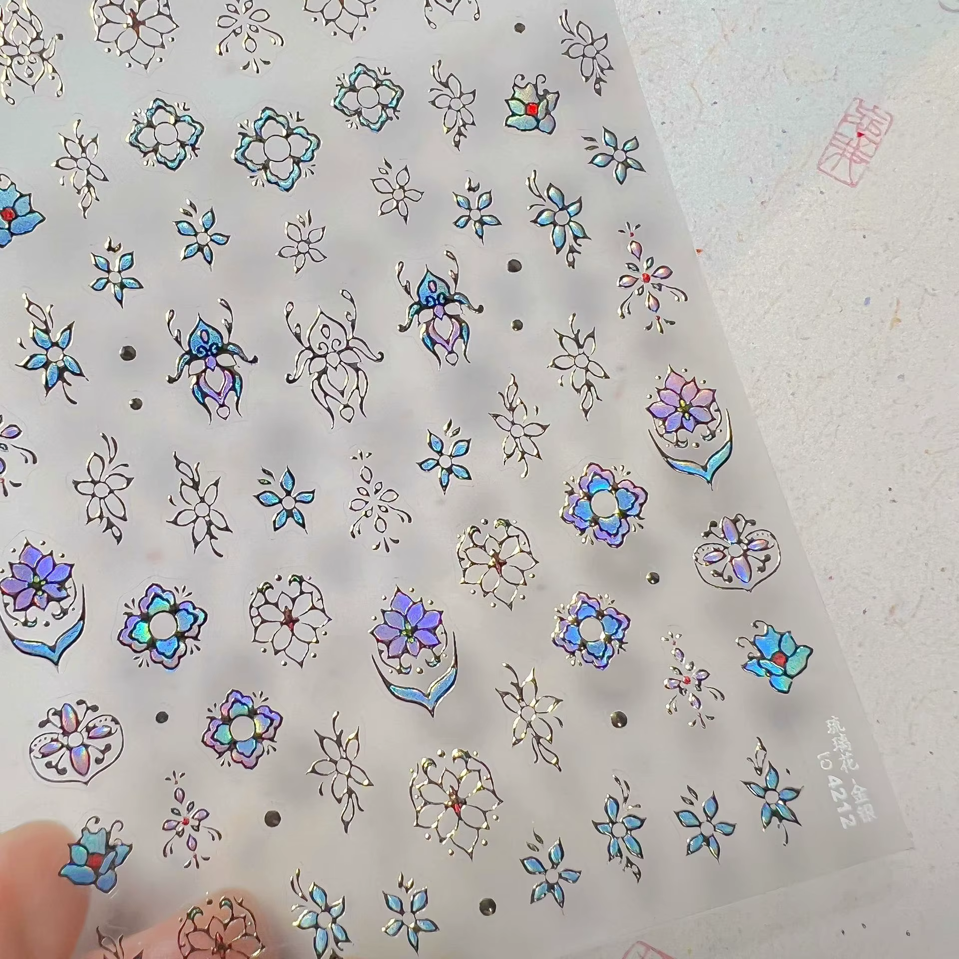 Autocollant de manucure 5D à motif bohème coloré, amour, cœur, lune, perle, cristal, strass, Nail Ar