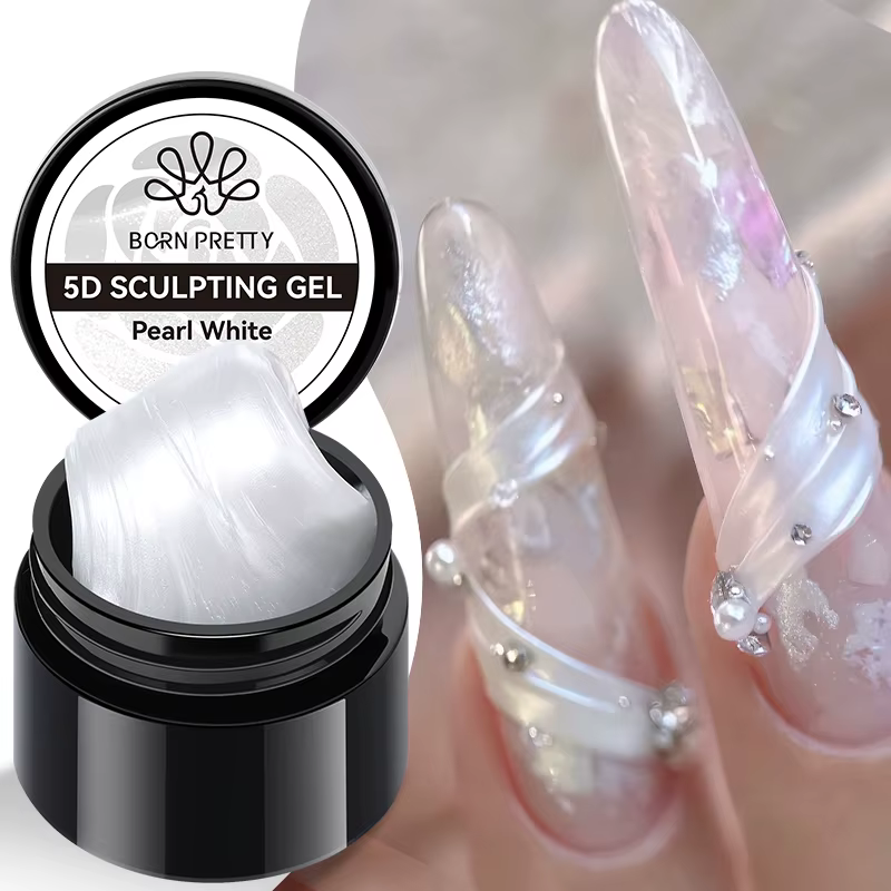 BORN PRETTY Gel Sculptant 5D Blanc Nacré 5g – Gel Solide pour Sculpture, Modélisation et Moulage – S