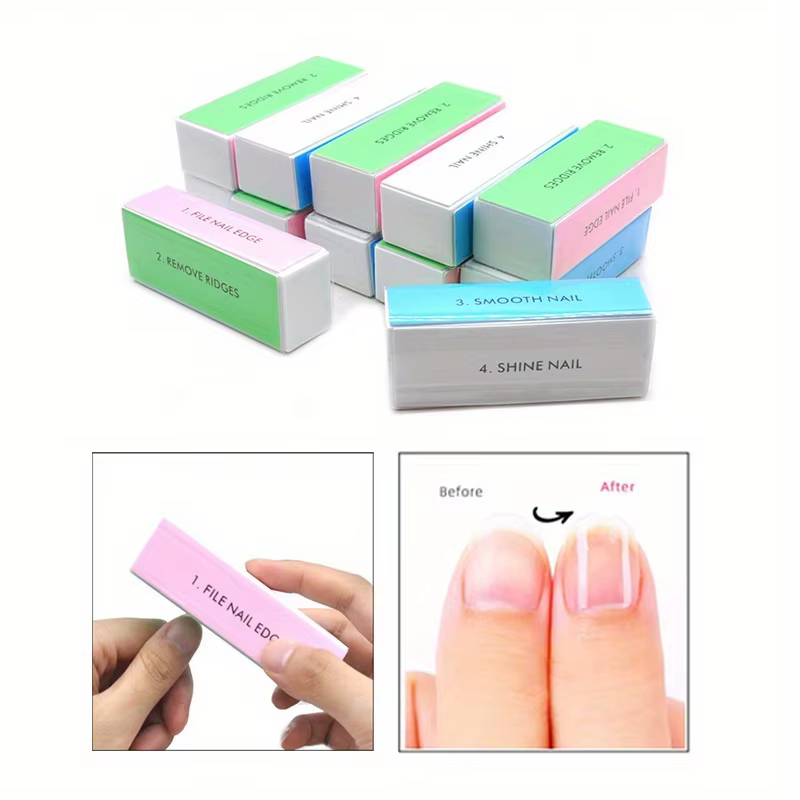 1/3/5 pièces/ensemble bloc tampon à ongles 4 voies bloc de polissage coloré brillant polisseuse lime